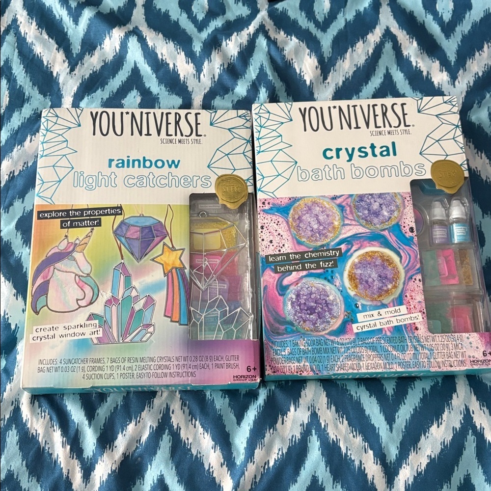 Crystal Bath Bombs Kit / Rainbow Light Catchers Kit - You’Niverse NEW